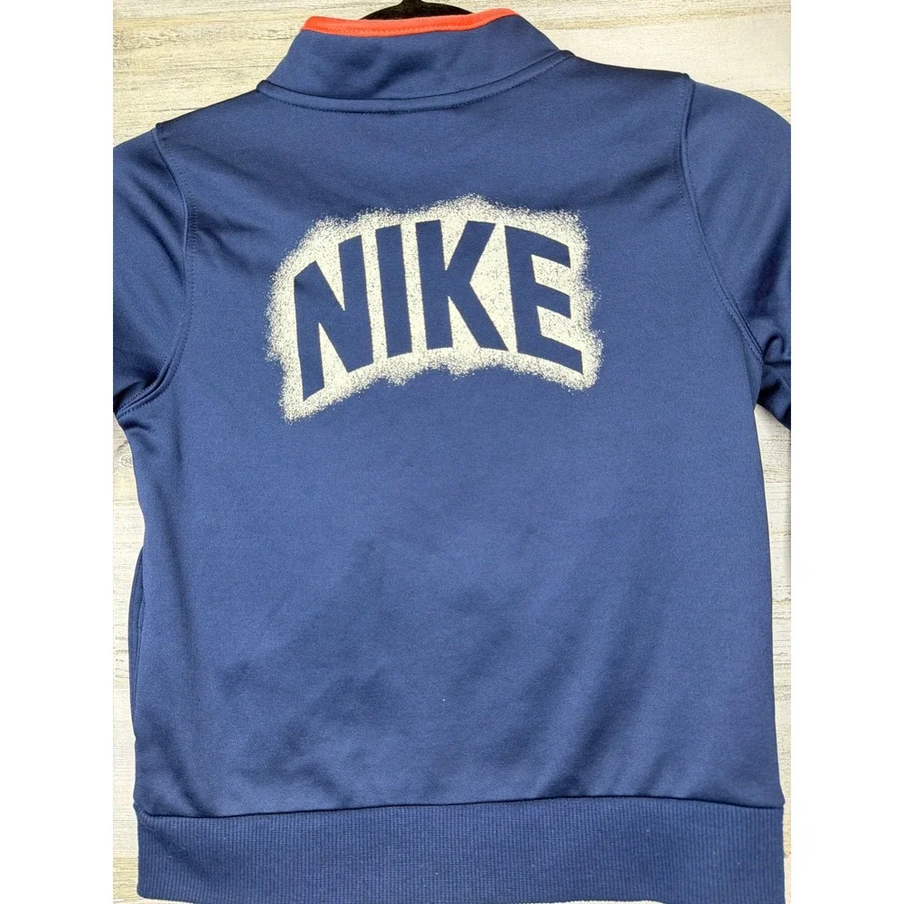 Nike Track Jacket Boys Size 7 Navy Blue Orange Trim Sportswear
